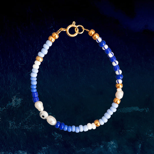 Perlenarmband 'Ocean Blue' mit Nazar Auge