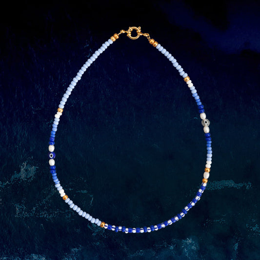 Perlenkette 'Ocean Blue' mit Nazar Auge